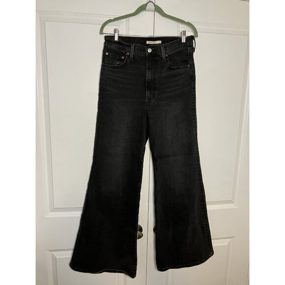 Levi’s Ribcage Bell Jeans Womens 31 Black Stretch Flared High Rise Waist Denim - Picture 6 of 15
